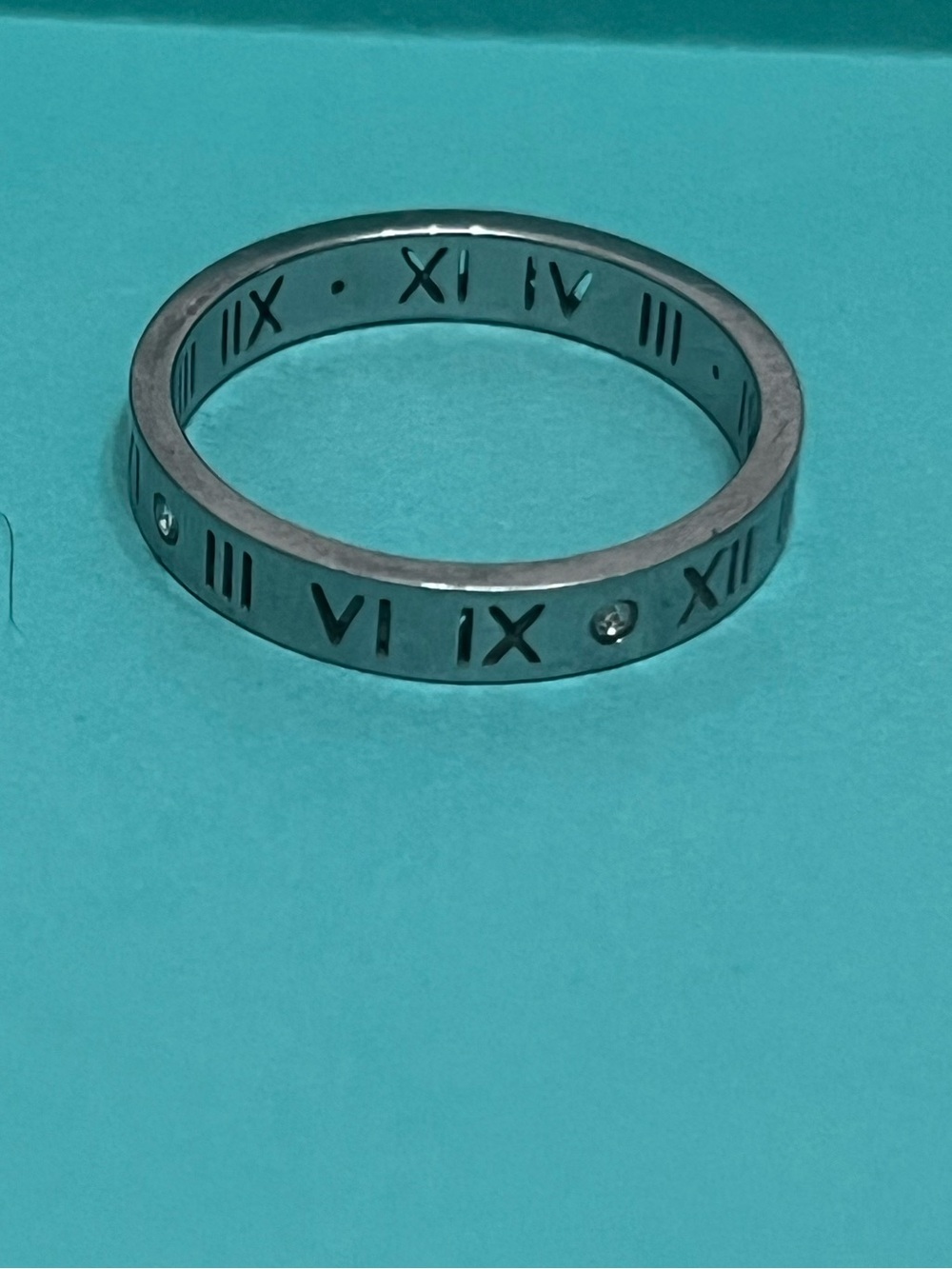 Silver Roman Numeral Stackable Ring with Crystal Accent